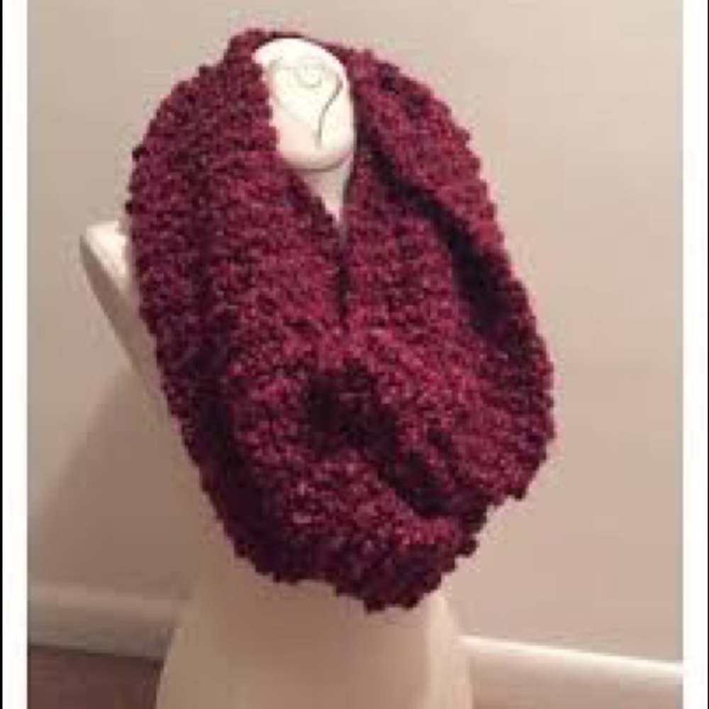 Dark red infinity scarf